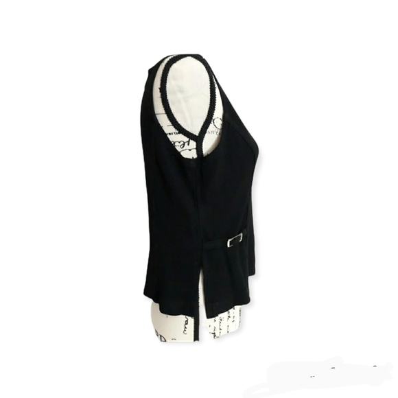 Womens sz 6 Black silver Buckle slit sides Ronnie nicole top Ladies shirt - Picture 3 of 8